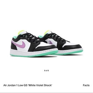Air Jordan 1 Low GS 'White Violet Shock'